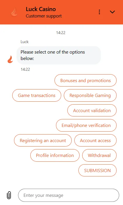 Luck Casino support